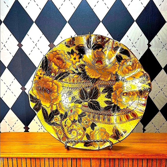 Vintage Other - Vintage Chinese Cloisonné Plate |‎ Ruffled Edge • Floral Enamel • 9.75"